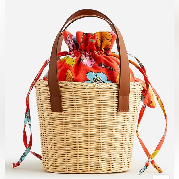 J. Crew Bags Nwt X Jcrew Wicker Bag In Red Blooms